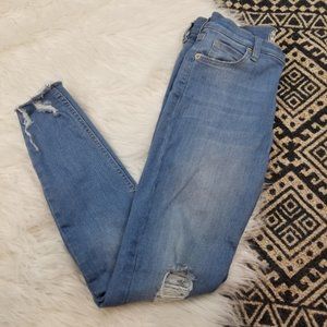 •Free People• Skinny Distressed Hem Jeans